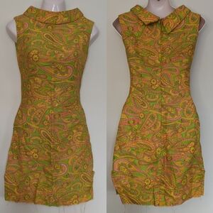 Vintage 60s printed sleeveless mini dress xs